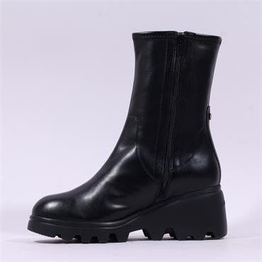 Wonders Toronto Stretch Wedge Boot - Black Leather